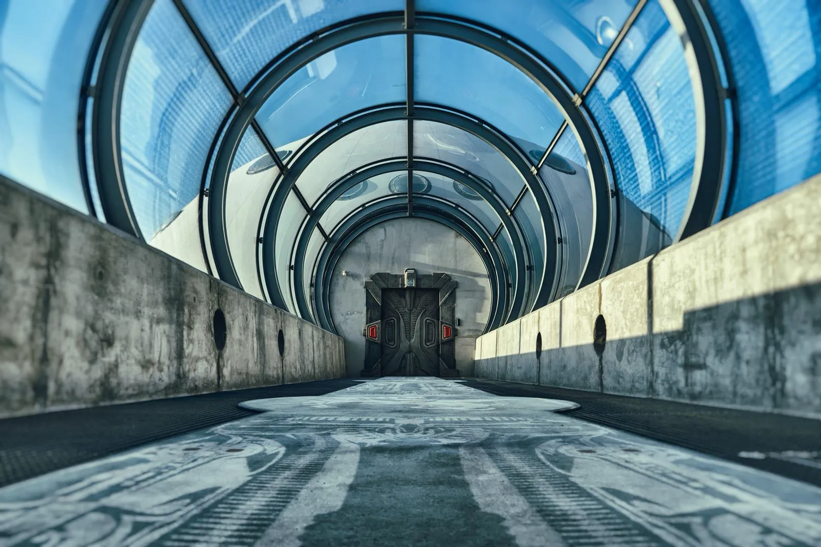 Przeszklony tunel wejściowy